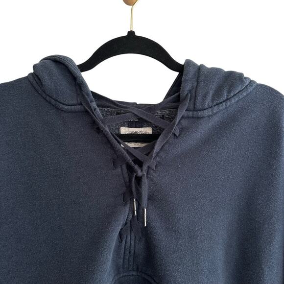 Prana Cozy Up Illana Lace Up Pullover Hoodie Relaxed Fit Navy Blue Large - Picture 4 of 7